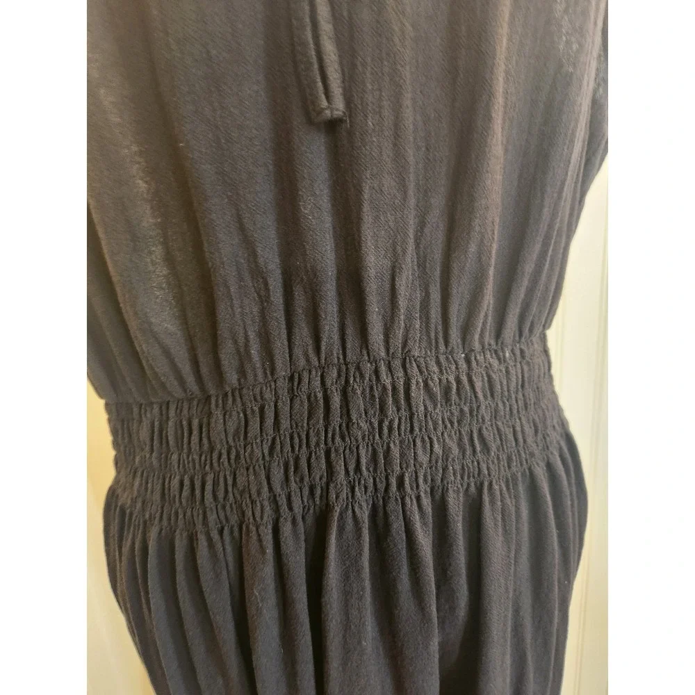 The Get Women's Black V Neck & Open Tie Back Sleeveless Maxi Tier Dress Size XL‎